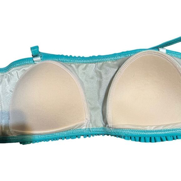 Vintage Be Creative Ruffled Bandeau Bikini Top Size Medium - Picture 3 of 7